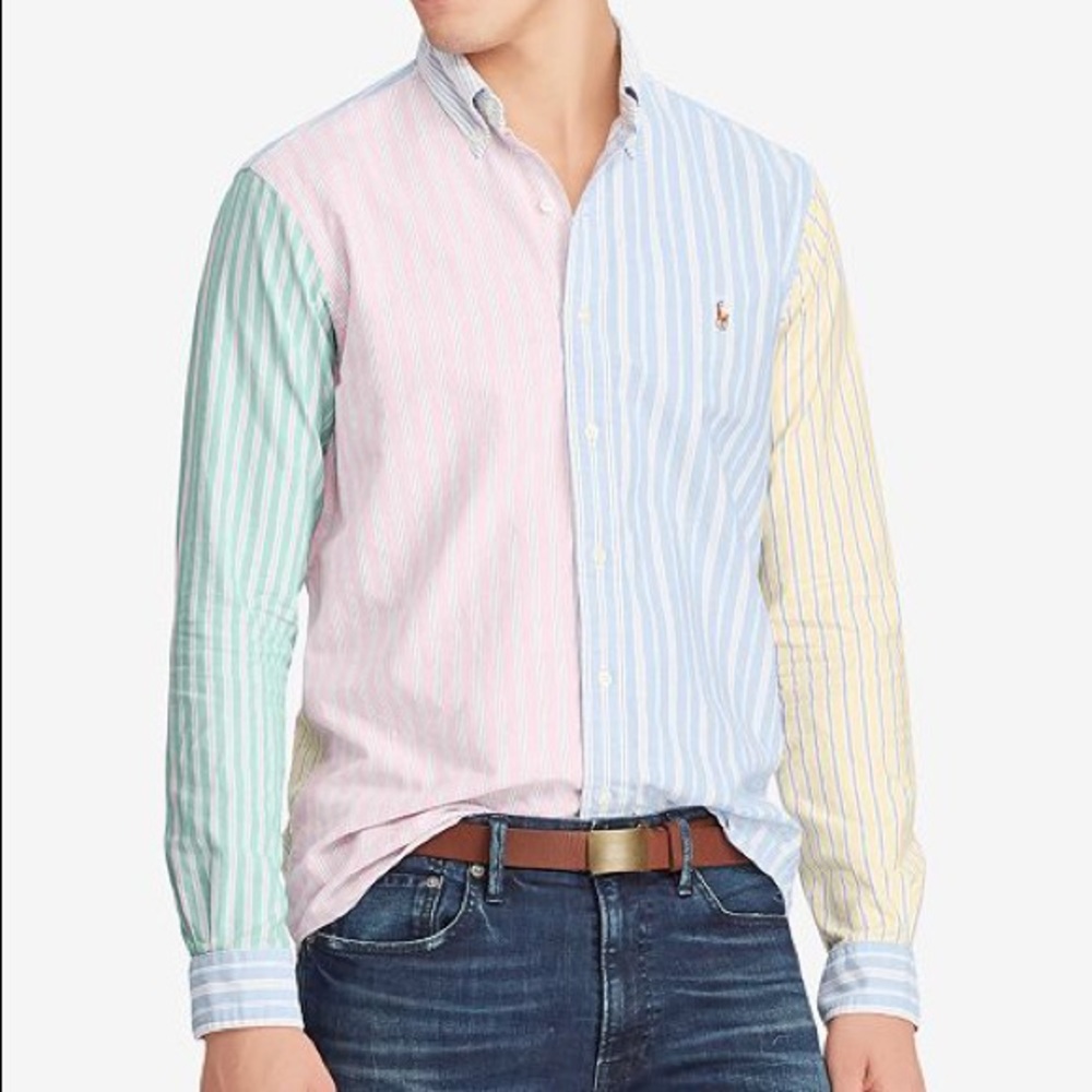 RALPH LAUREN COLOR-BLOCK BUTTON DOWN